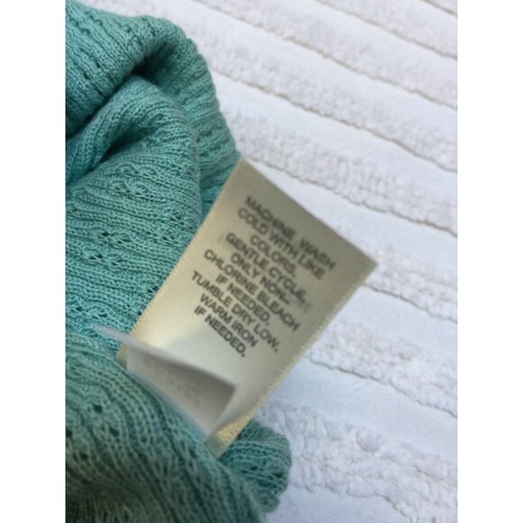 J. Jill Womens Small Blue Button Up Cardigan Sweater Perforated Knitted Cotton - Picture 7 of 7